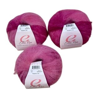 Lot of 3 Ella Rae ALPACA KID MOHAIR DEGRADE Lace weight yarn #04 RASPBERRY TART